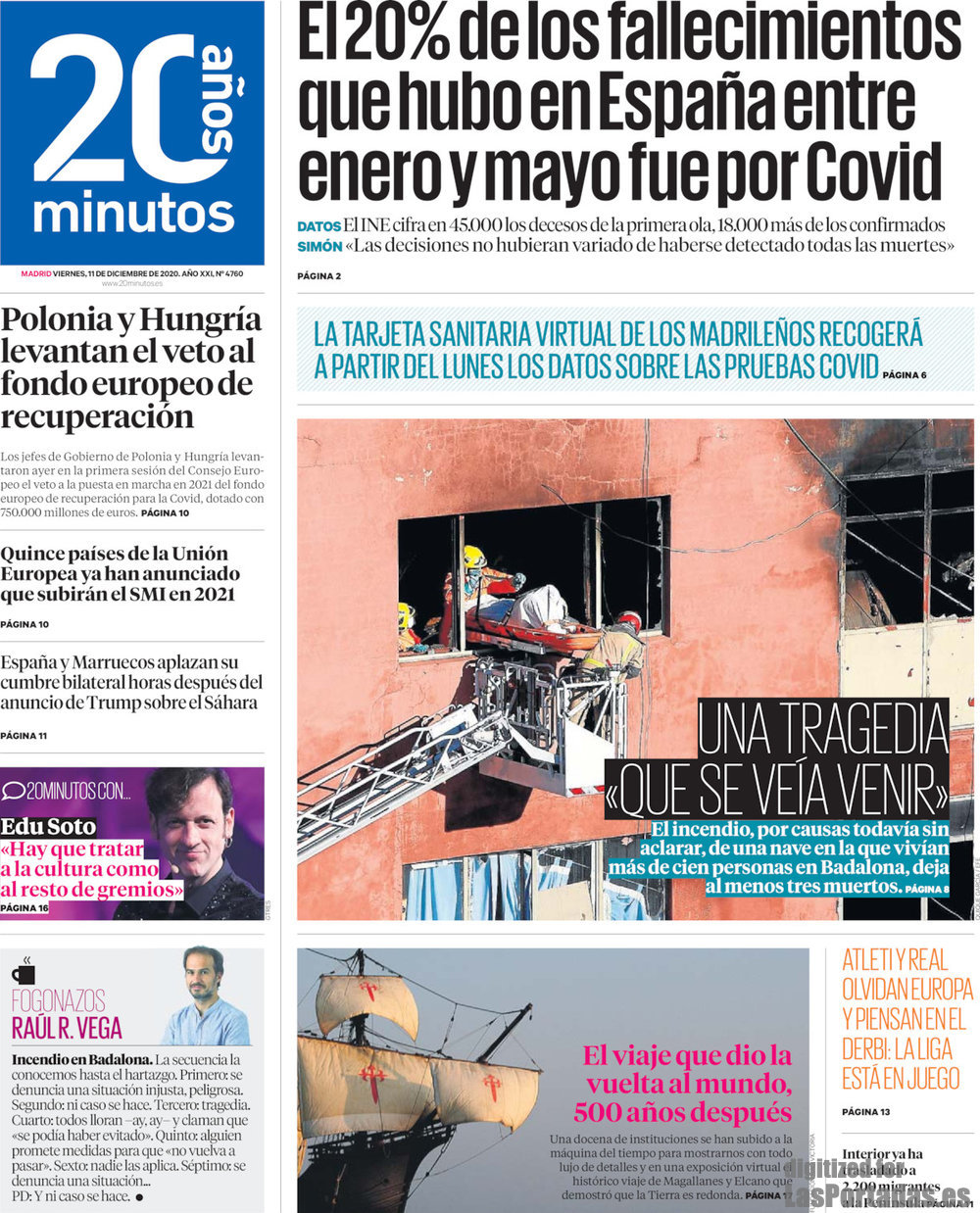 Periodico 20 Minutos 11 12 2020