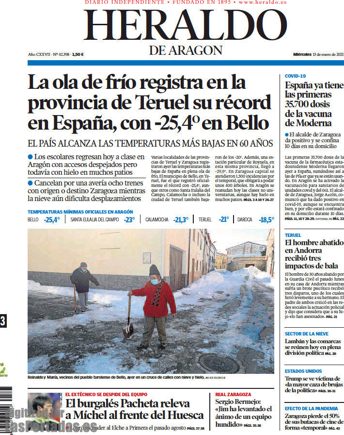 Periodico Heraldo de Aragon - 13/1/2021